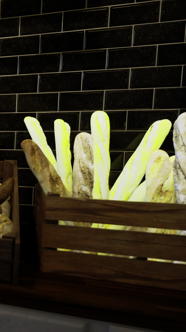 Squisiti grissini caldi risplendono in un cesto di legno rustico.