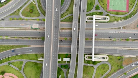 aerial view of highway interchange