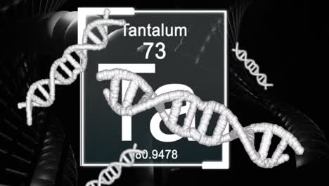 Animation-Von-Elementen-über-DNA-Und-Zahl-Auf-Schwarzem-Hintergrund