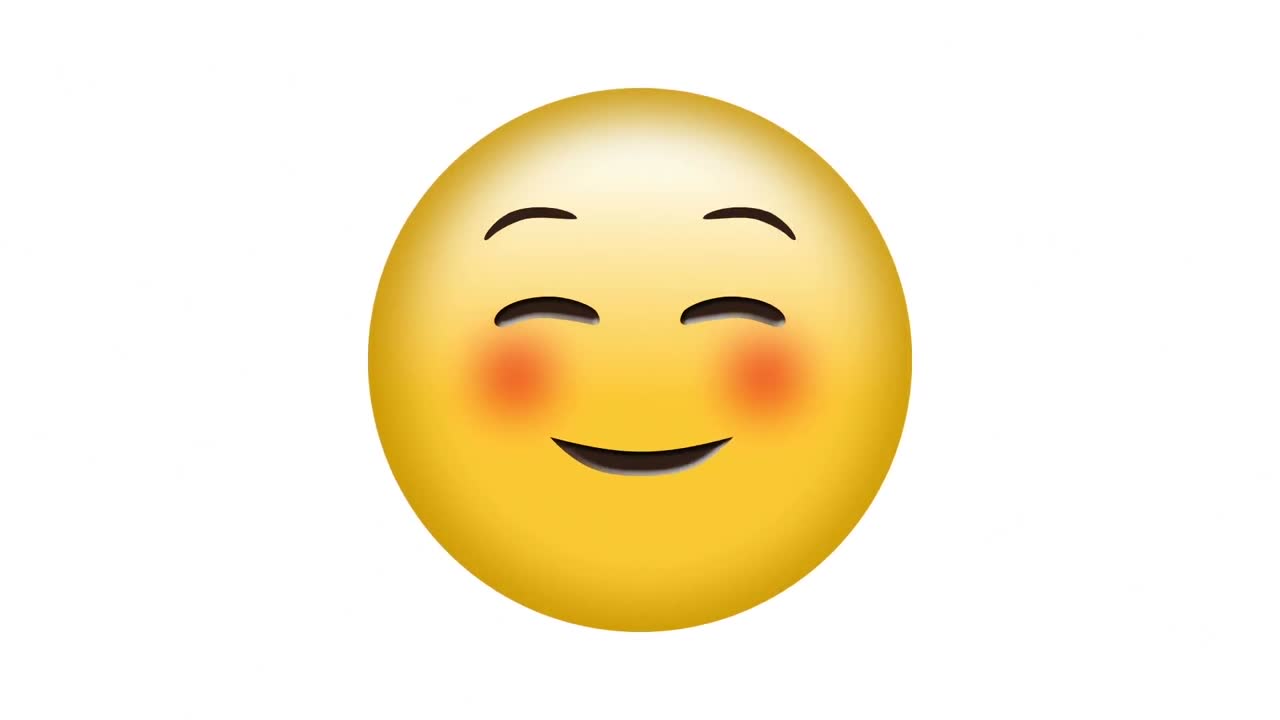 Animation of smiling emoji icon on white background