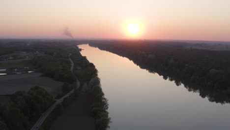 beautiful landscape and areal drone footage of sunset