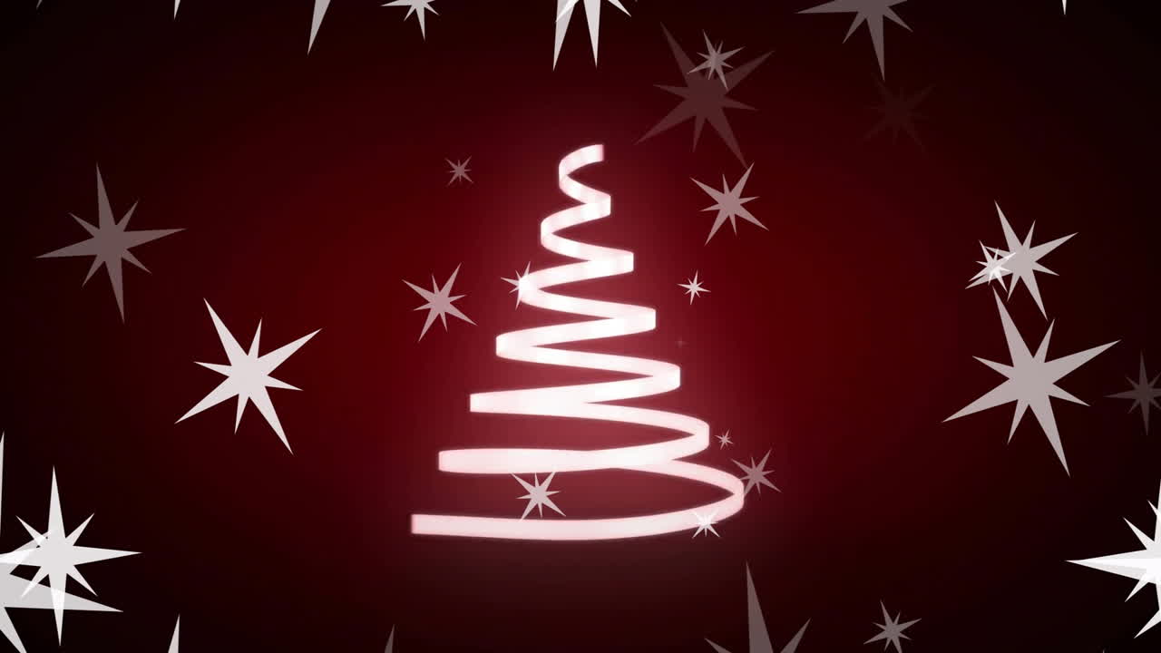 animación de estrellas cayendo sobre el árbol de navidad