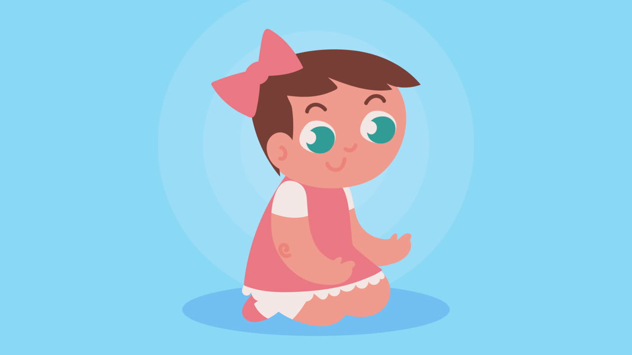 Bambina adorabile in ginocchio