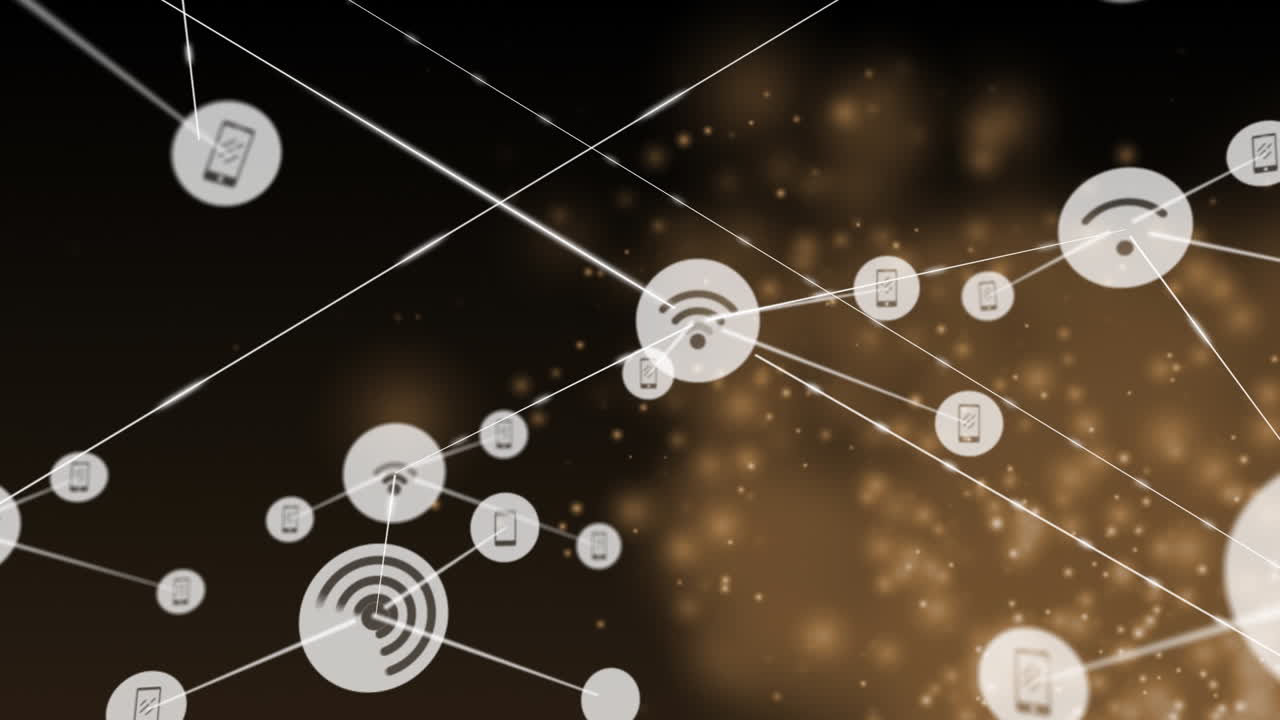 갈색 배경에 와이파이 아이콘의 연결 네트워크의 애니메이션