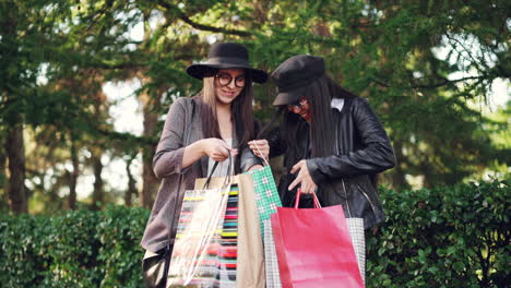 Two Women Shopping in a Park