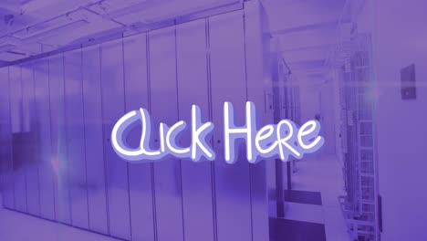 animación de hacer clic aquí sobre la sala del servidor violeta.