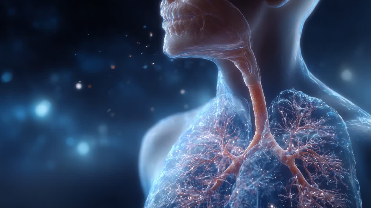 Visual Representation of the Human Respiratory System, Highlighting Bronchi, Lungs, and Trachea in Detailed Anatomy and Science Imagery
