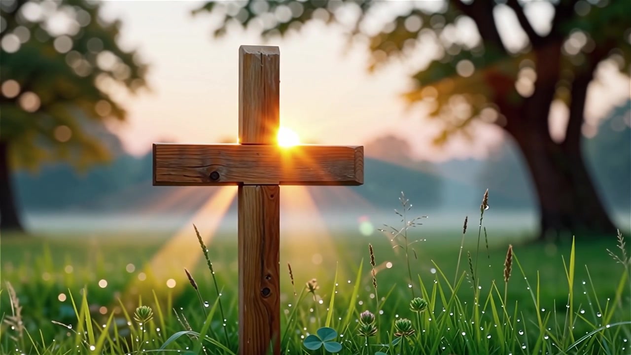 Christian Cross Heavenly Light Worship Background