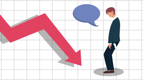 businessman and downward trend graph