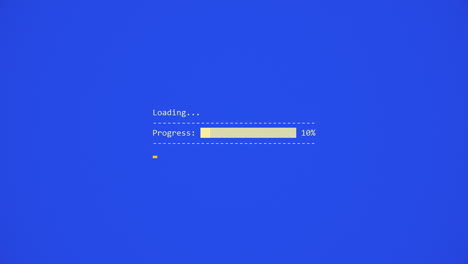 a loading dos box with a progress bar going from one to a hundred percent