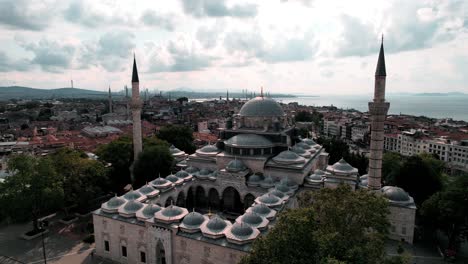 nuruosmaniye mosque: istanbul's aerial elegance, pull back shot