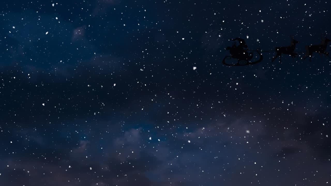 눈이 떨어지고 하늘 위에 렌더와 함께  ⁇ 매에 산타클로스의 애니메이션