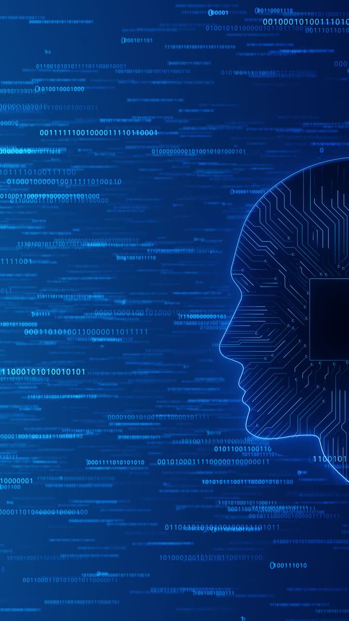 Cyber technology innovation artificial intelligence ai brain animation 3d blue particle digital