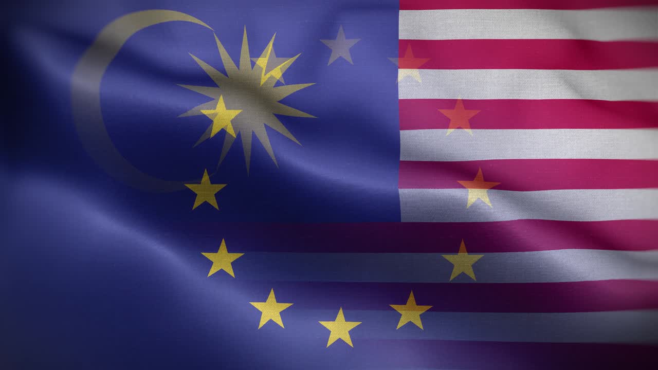 Sfondo in loop 4K con bandiera UE Malesia
