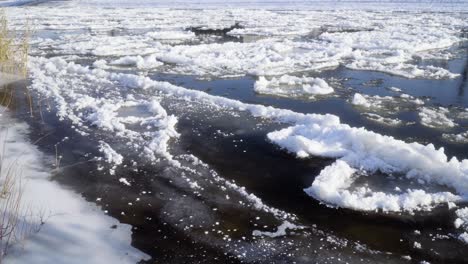 río congelado con témpanos de hielo tiro estático-2