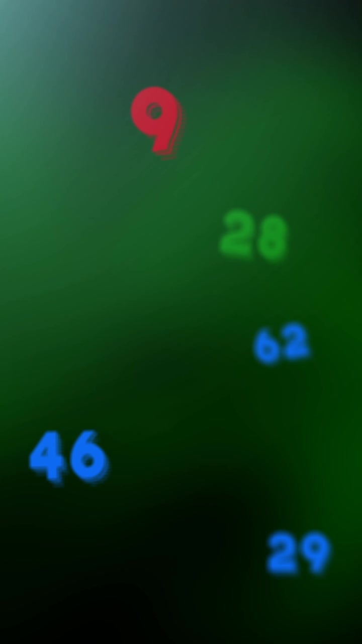 Digital animation of multicolored numbers floating and moving against grey background