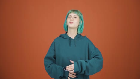 young woman giving motivational speech to camera.