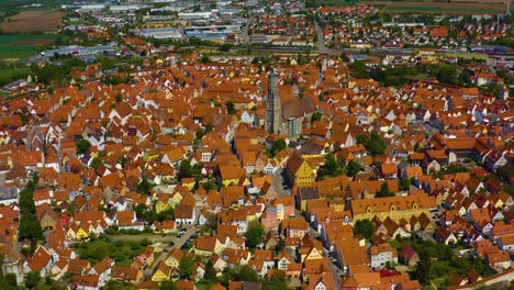 aerial view of old town of the city nördlingen in germany