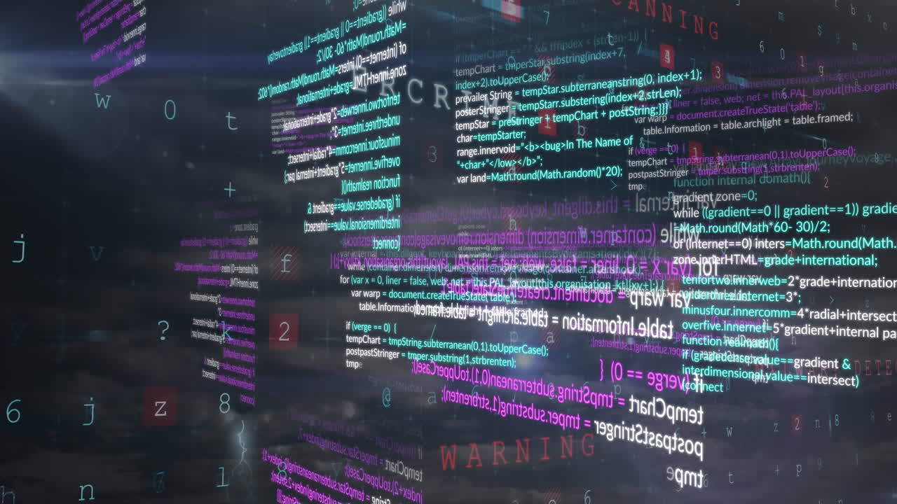 animación del procesamiento de datos sobre un fondo negro