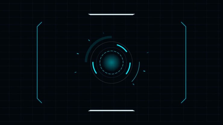 Futuristic Digital HUD Interface with Rotating Circular Elements