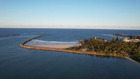 clarence river, turners beach, and seawalls during sunset in nsw, australia