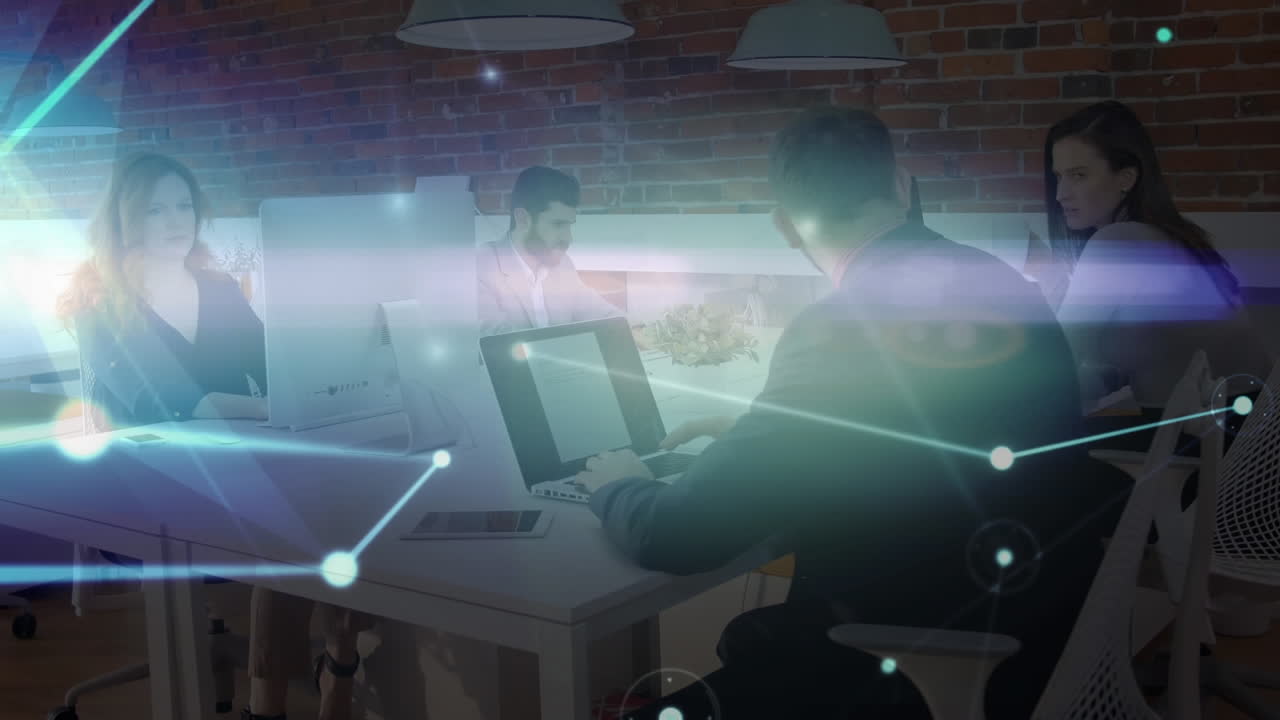 사무실에서 일하는 사람들을 향한 연결망