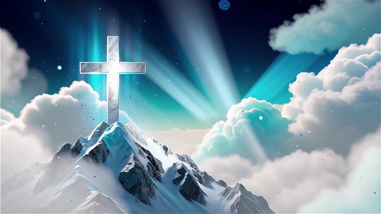 Christian Cross Heavenly Light Worship Background