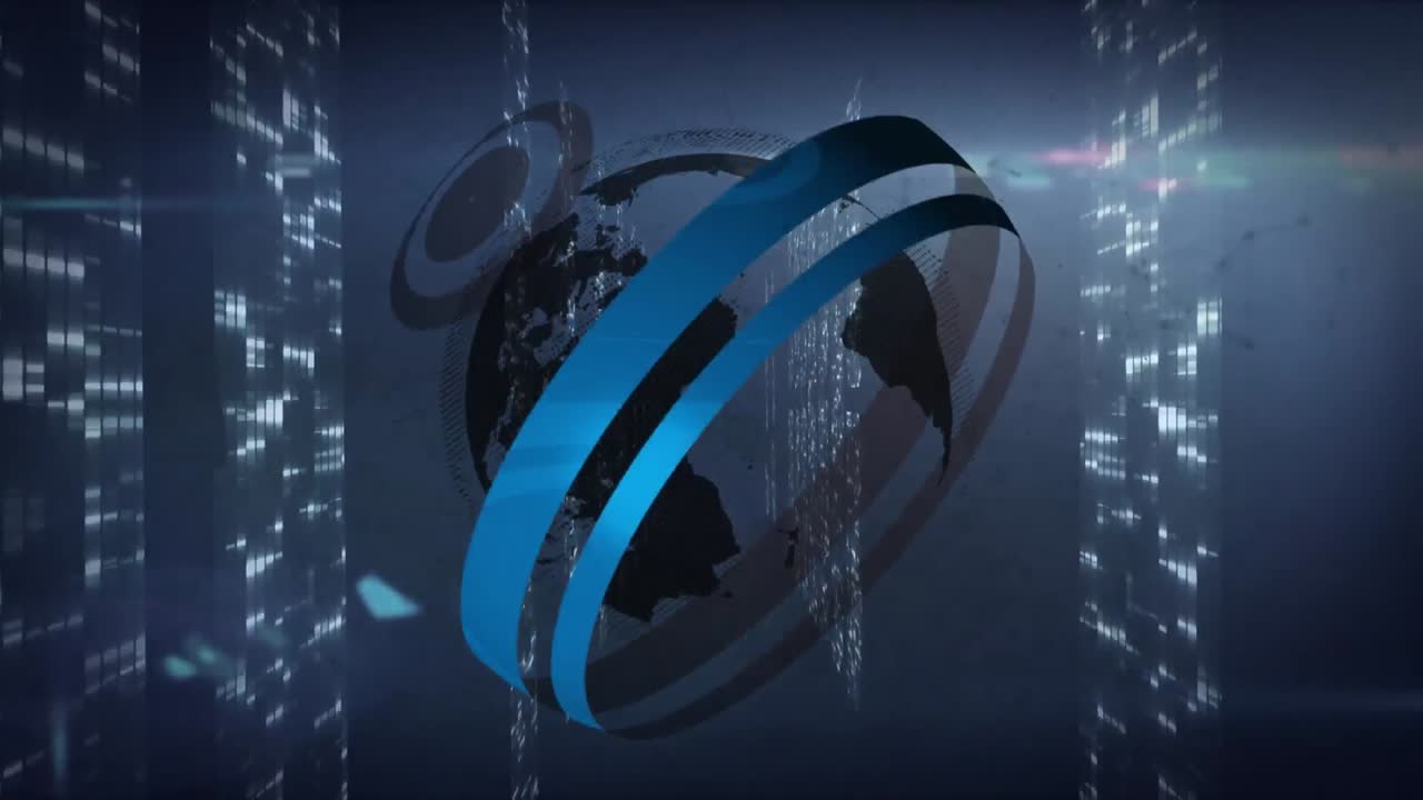 animación del globo y procesamiento de datos a través de servidores informáticos