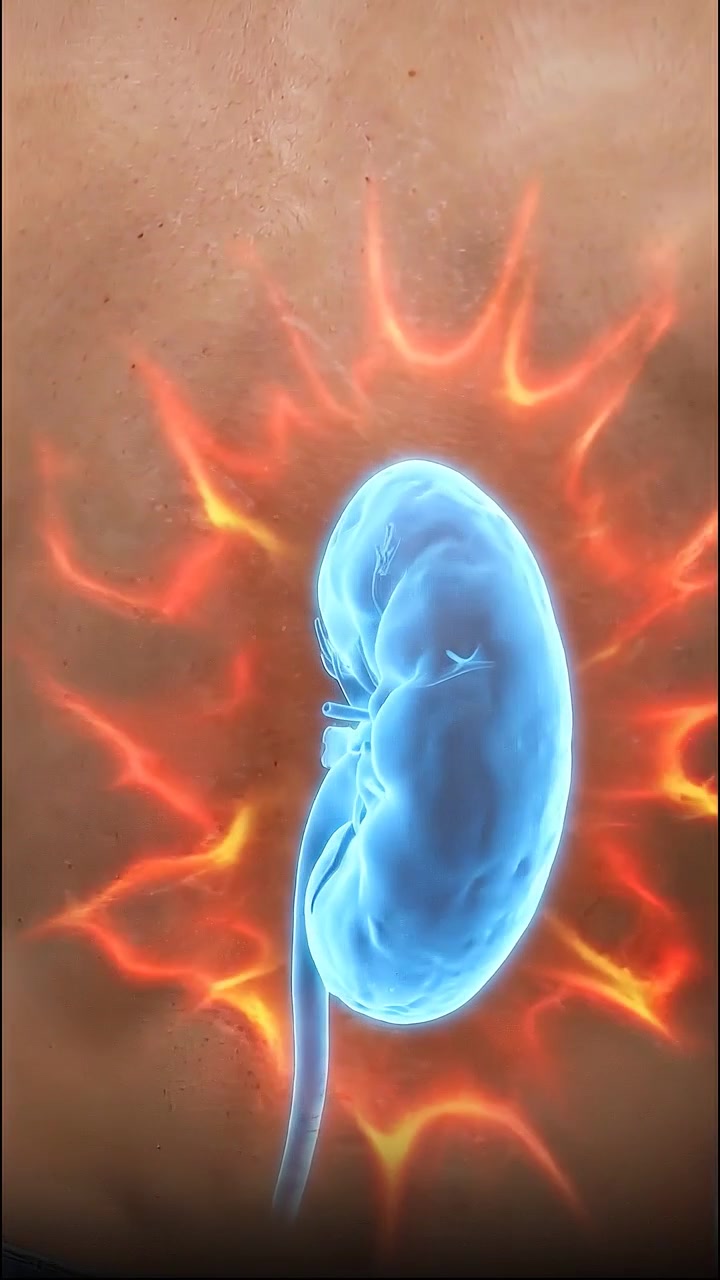 Medical Animation of Human Kidney with Glowing Inflammation Effect