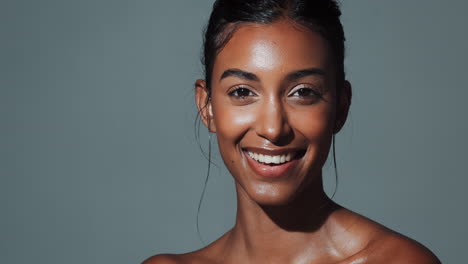 portrait of a beautiful woman with radiant skin