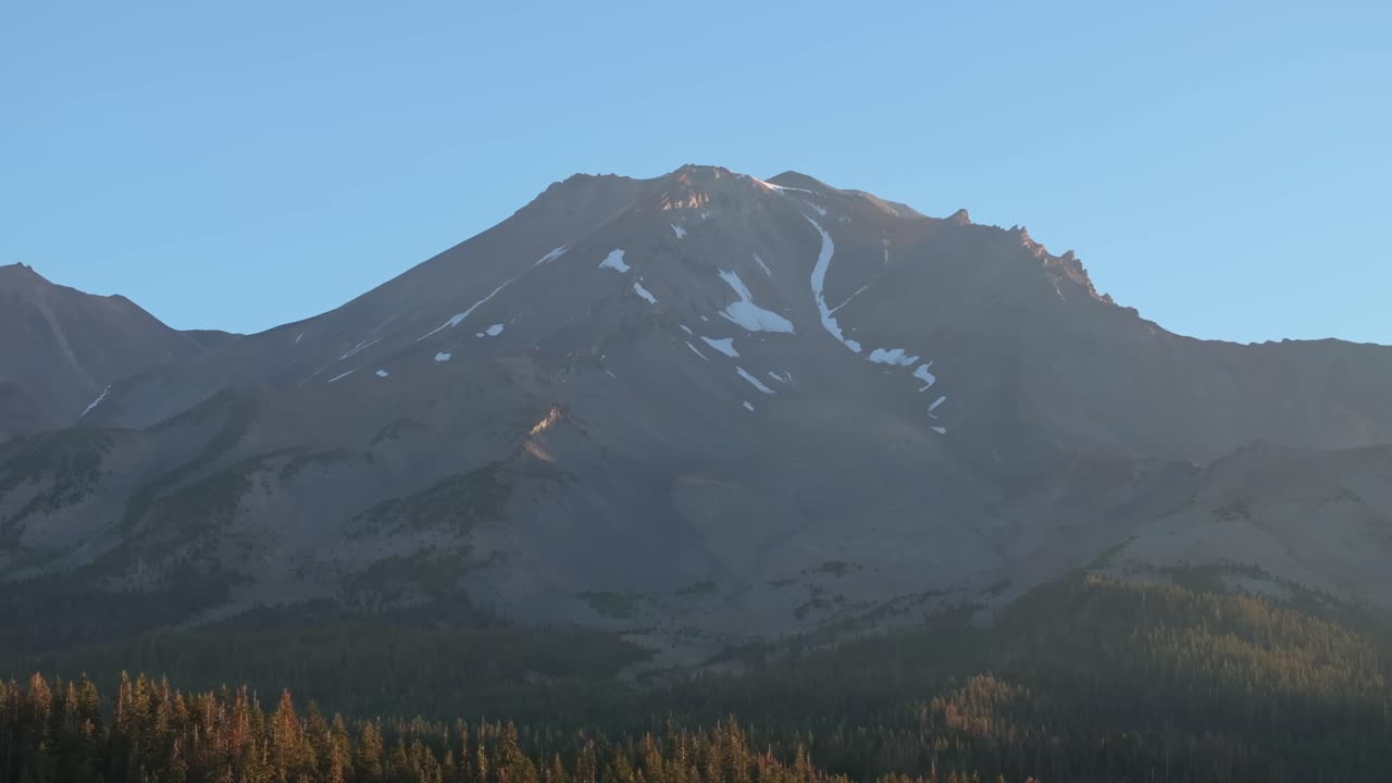 Majestic Mt. Shasta at dusk, serene view in California, calm nature scene