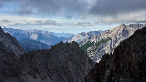 dramatic rolling cloud timelapse over the karwendal mountains in the austrian alps from the top of hafelekarspitz near innsbruck