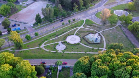 wola district, children playground facilities, urban nature, aerial orbit