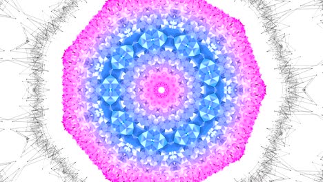 4k limpio bajo poli fondo animado en bucle. animación 3d sin costuras en estilo geométrico moderno con colores de gradiente modernos. fondo creativo simple. colores de gradientes rojos azules, estructura circular 5