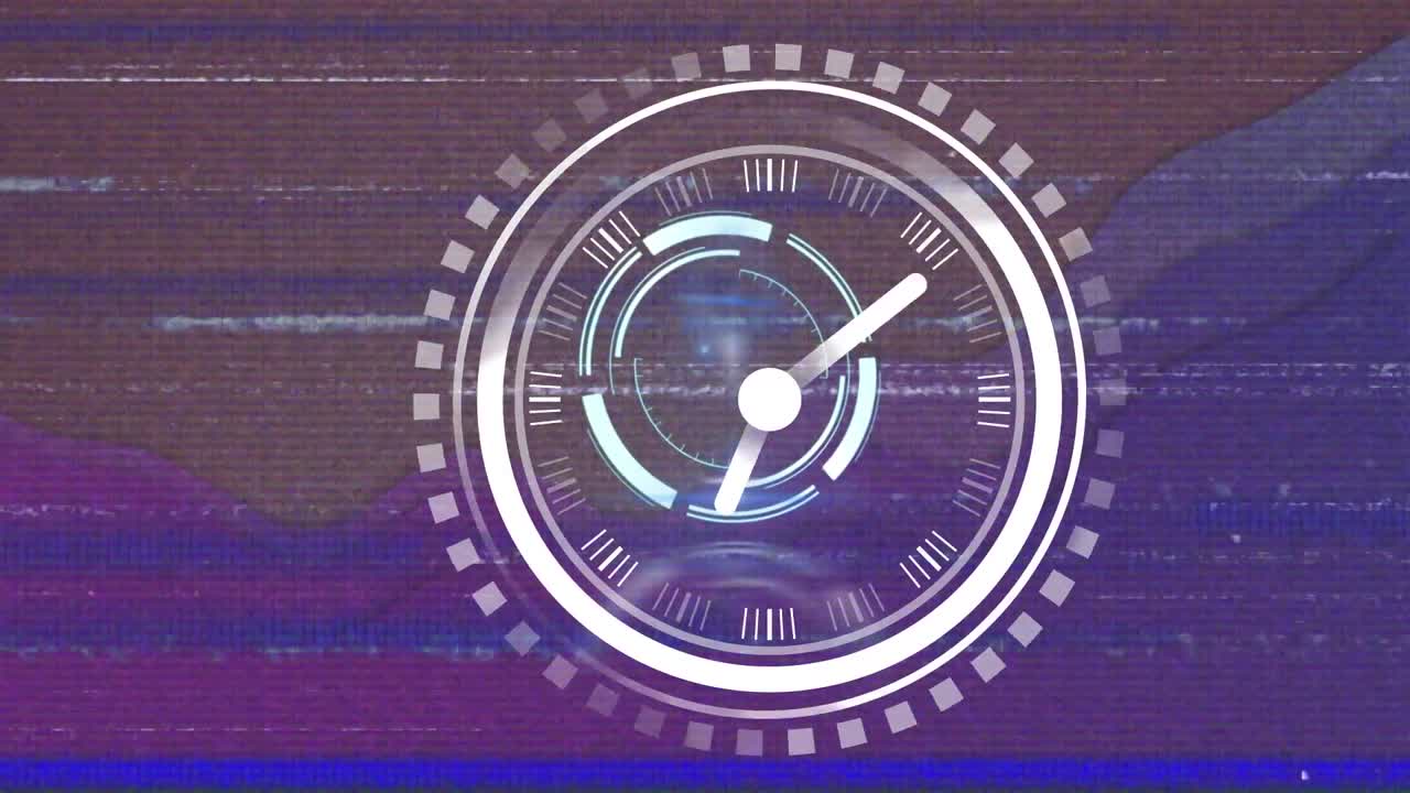 Animation of clock moving over shapes
