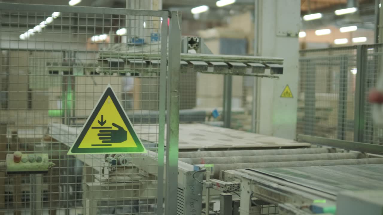 Automated Machine Moving Wooden Panels in Factory