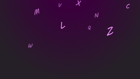 random letters in the alphabet floating upwards in a vast empty space