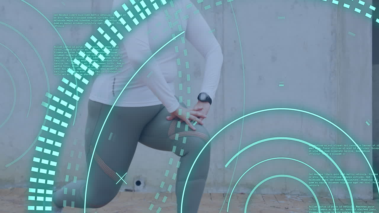 데이터 처리의 애니메이션 플러스 사이즈 백인 여성 도시에서 운동