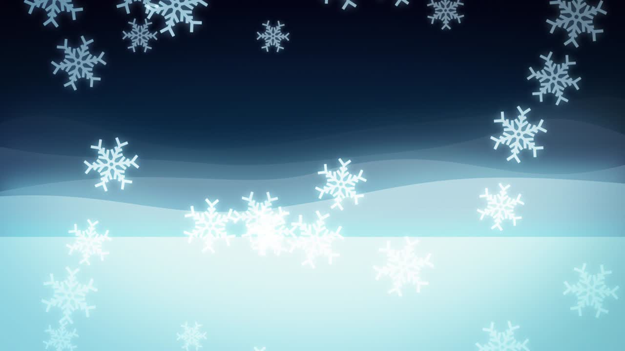 밤의 평평한 겨울 눈 풍경 [루프]