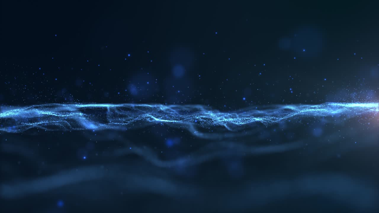 Futuristic Flowing Blue Particles Wave