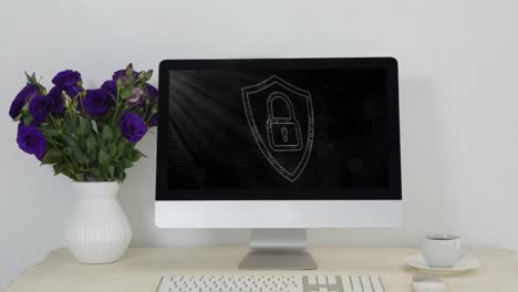 icono de bloqueo de seguridad en la pantalla de la computadora