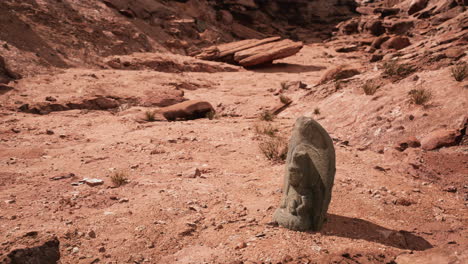 antigua estatua en el desierto de las rocas