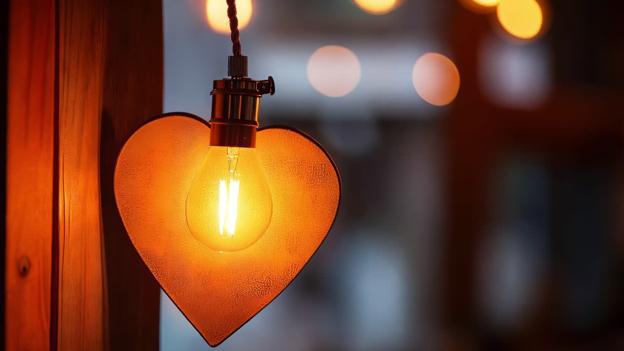 Warm light emanates from heart shaped lamps, creating a cozy and inviting atmosphere, perfect for romantic settings or festive celebrations