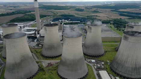 Aerial-view-looking-down-Ratcliffe-on-Soar-power-station-smokestack-towers-steam-emissions