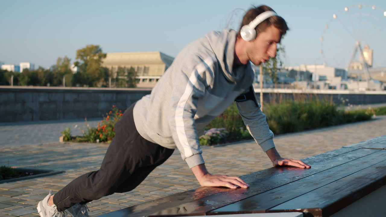 Man Doing Push-ups Outdoors