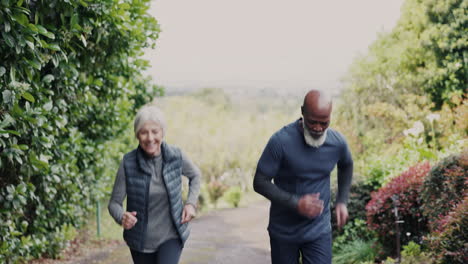 Fitness,-running-and-high-five-with-a-senior