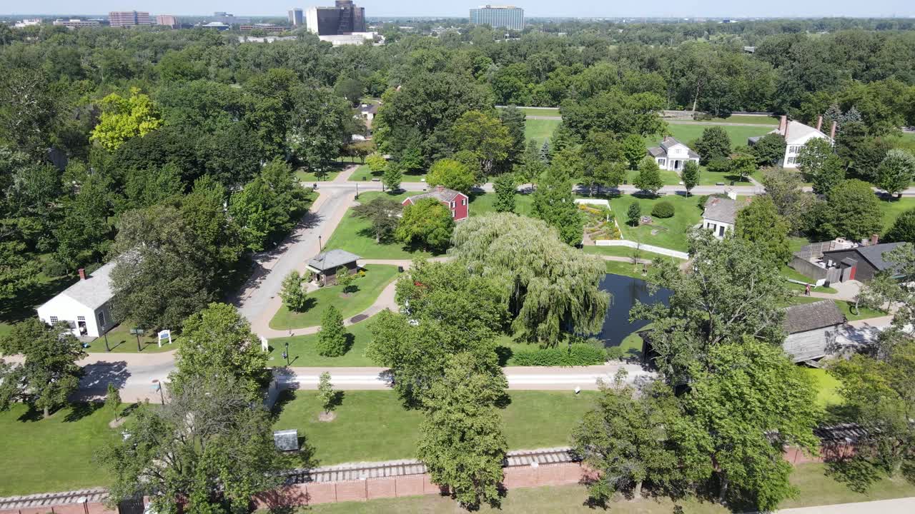 Cozy and Historic Greenfield Village, Dearborn, Michigan, USA, aerial view