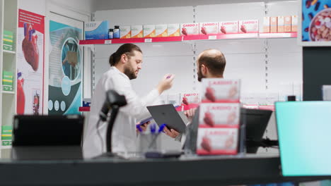 healthcare assistants checking medical products on display