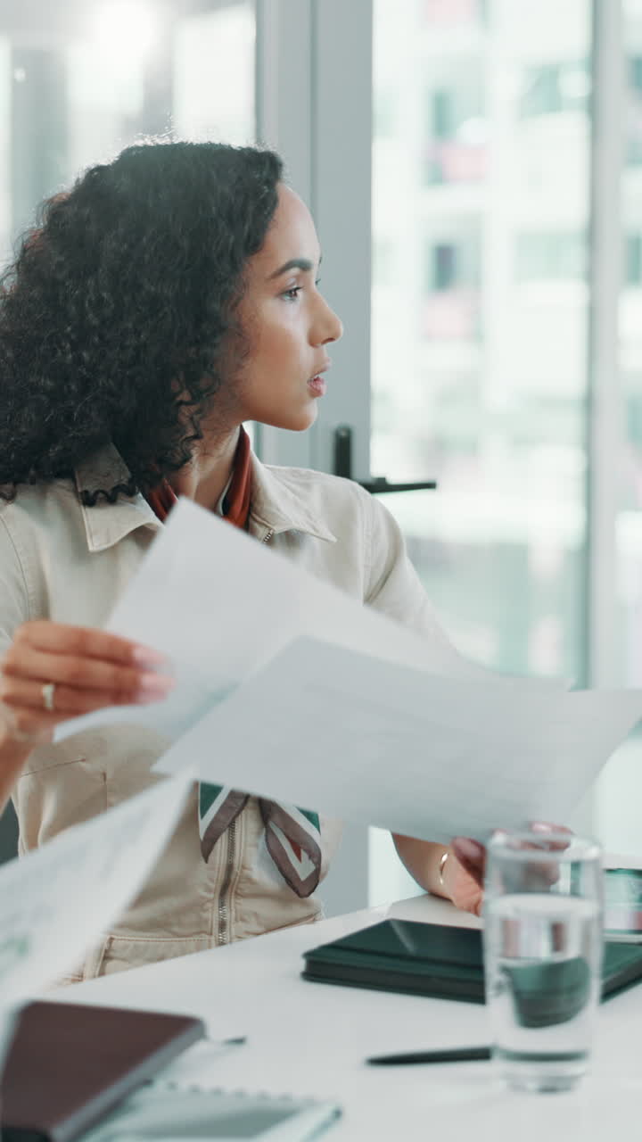 Young Businesswoman Discussing Documents in an Office Meeting