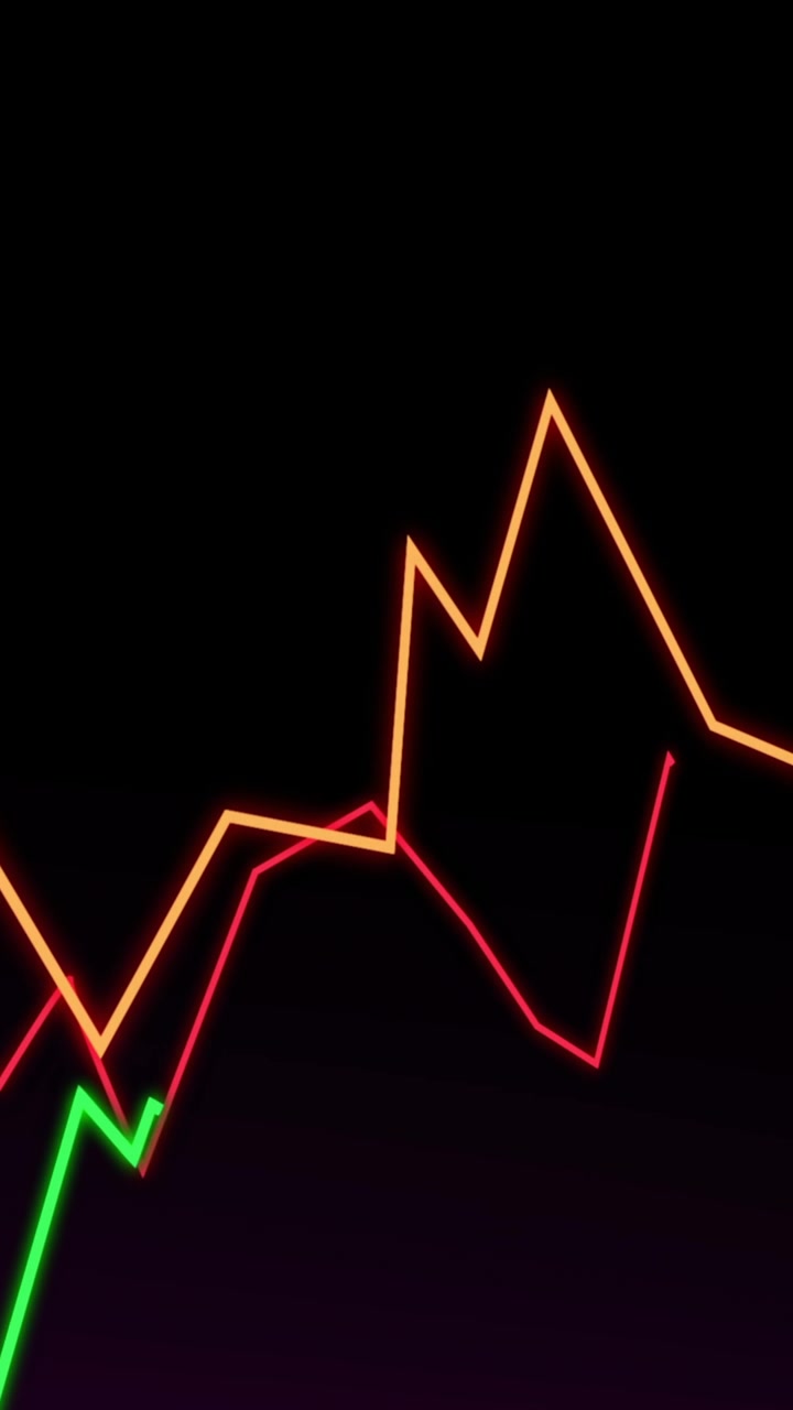 Rising financial graph lines animation over dark background with purple arc
